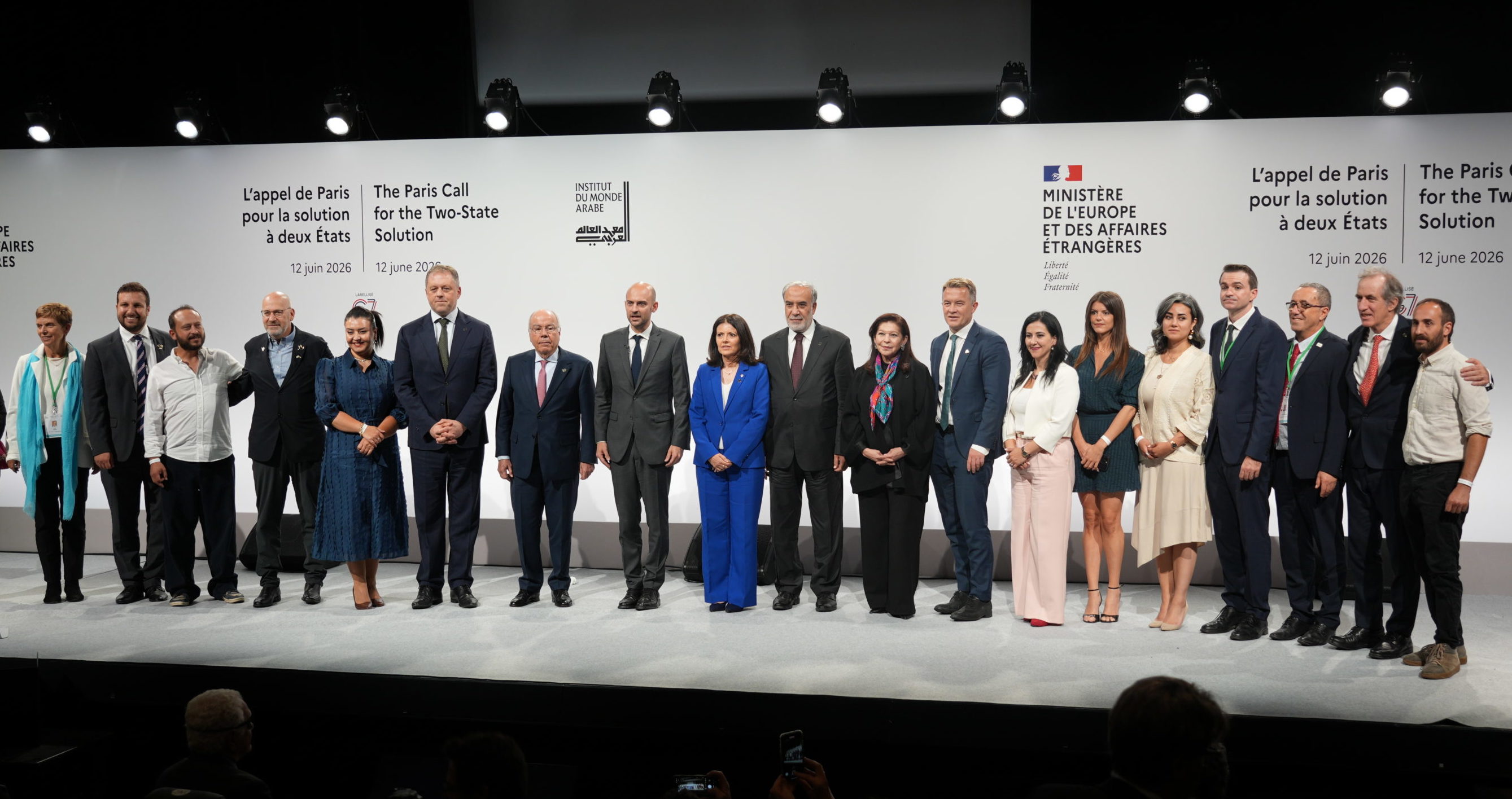2026 Paris Call for the Two-State Solution - Israeli & Palestinian leaders with French Foreign Minister Jean-Noël Barrot