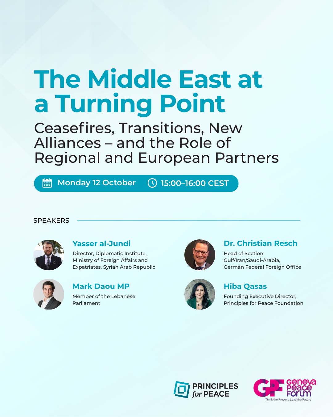 P4P panel at the Geneva Peace Forum 2026 - The Middle East at a Turning Point